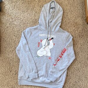 Coca Cola Grey Pullover Hoodie with Red Logo Tag